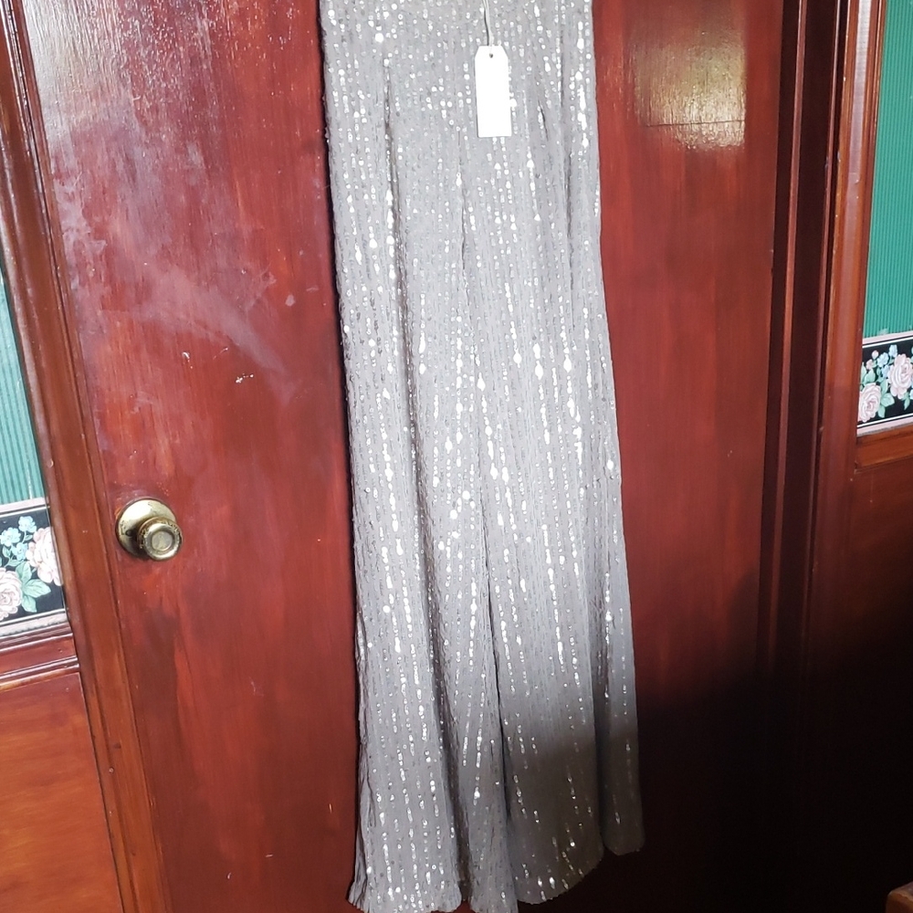 By Together Silver Sequin Flare Pants